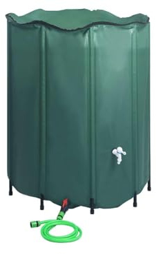 Gecheer Serbatoio per Acqua Piovana Pieghevole, con Rubinetto 1000L, Design Intelligente, Telaio in PVC, Filtri Anti-Imprevisti, per Giardino, Irrigazione, Lavaggio Auto