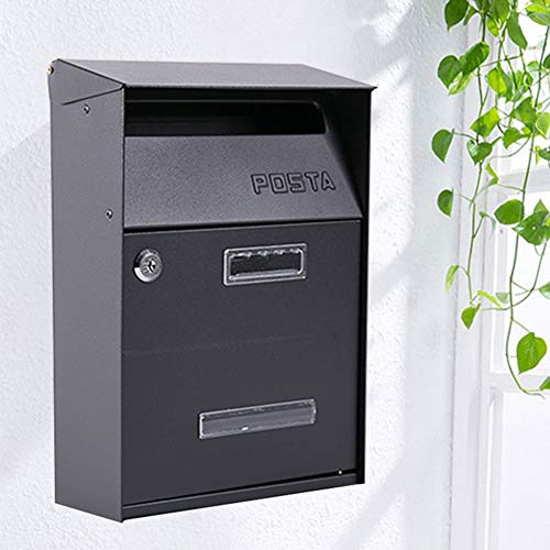 Wall-Mount Mailbox Wall Mounted Post Box, Wall Mounted Letterbox, with Lock Retro Vintage European Galvanized Sheet Wall Mounted Mail Box Post Box Secure Letterbox Outsi