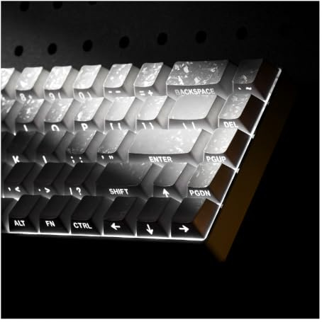 Hkfos XVX White Shine Through Keycaps, Forged Carbon-Look Cherry Profile Keycap Set, 140-Key Side Printed Keycaps Fit for ANSI Layout MX Switches Mechanical Keyboard
