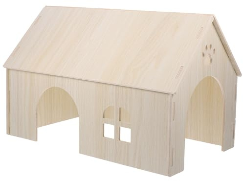 DINHEAROM Großes Meerschweinchen Versteckhaus aus Natürlichem Holz Warmes Nagerhaus und Dekoration für Hamster und Eichhörnchen im Haustiergehege