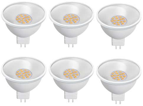 Auting GU5.3 MR16 LED 3,5W glödlampa (ersätter 50W halogen), 12V AC/DC reflektorlampa, 2700K varmvit 580LM, 107° strålvinkel, flimmerfri & ej dimbar, spotlight för vardagsrum & badrum, 6 st