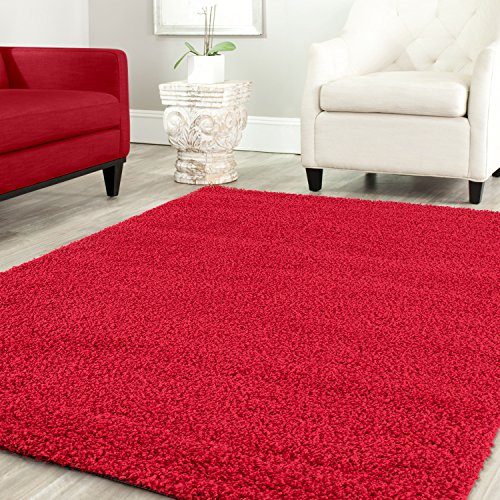 Tappeto Prime, tipo Shaggy, moderno, a pelo lungo, colore: turchese, tappeti per salotto e camera 200 x 280 cm Rosso