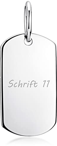 Gravur Anhänger Silber 925 Dog Tag Gravurplatte 10x21mm rhodiniert KA-325 | ID Kettenanhänger aus Sterlingsilber personalisierbar von MATERIA by Matthias Wagner
