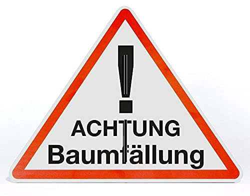 AllesKlaro® - Warnschild Aufsteller - Achtung Baumfällung - Dreieck - freistehend aufstellbar - 4mm Alu Verbundplatte (50x40cm)