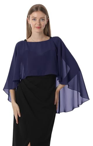Hotshawl Capelets für Frauen Chiffon Cape Schals und Wraps für Abendkleid Hochzeit Umhänge Cover Up, Marineblau, Einheitsgröße