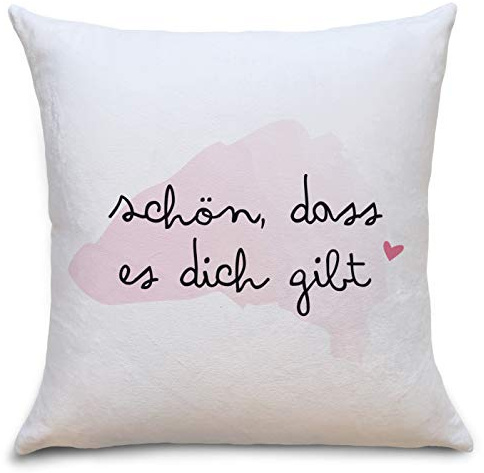 OWLBOOK schön, DASS es Dich gibt Flauschiges Kissen mit Aufdruck Geschenke Geschenkideen für Mama zum Geburtstag Zierkissen mit Füllung