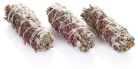 NKlaus Räucherbündel Natur, weißer Salbei mit Lavendel, 10cm, 30g, 3 Stück | Smudge Sticks zum Räuchern
