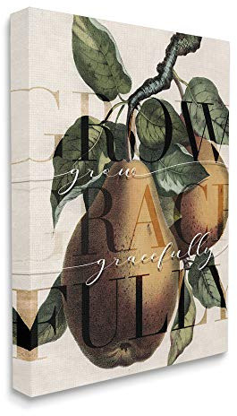 Stupell Industries Grow Gracefully Phrase Vintage Yellow Pear Tree