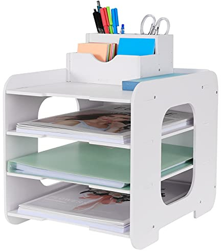 BlayaAdd Schreibtisch-Organizer - Büro-Organizer - Dokumentenhalter A4 - Für Zuhause, Büro, Schule (4 Ebenen)