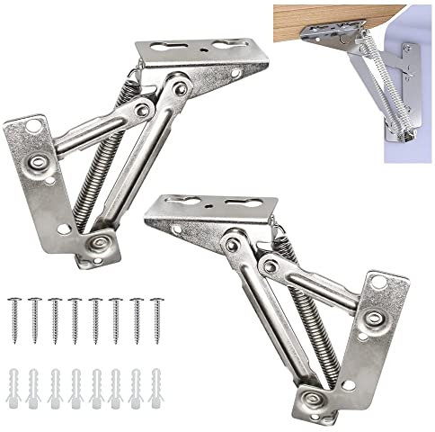 DURANTEY Bisagra Con Muelle 90 Grados Para Puertas de Cocina, Abatibles, Cama, Sofá, Mueble y Armario - 2 Piezas de Acero Carbono