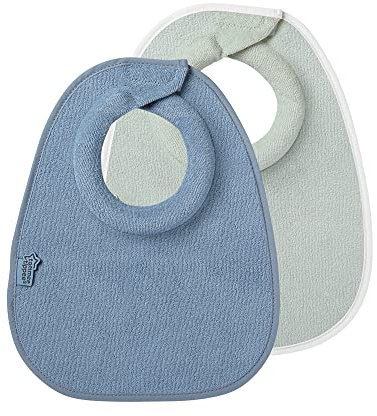 Tommee Tippee Milchfutterlätzchen, Comfeefit, super weich und extra saugfähig, verstellbar wendbar, OEXO-TEX geprüftes Material, 2 Stück, Altrosa, 491644, Blau, Einheitsgröße
