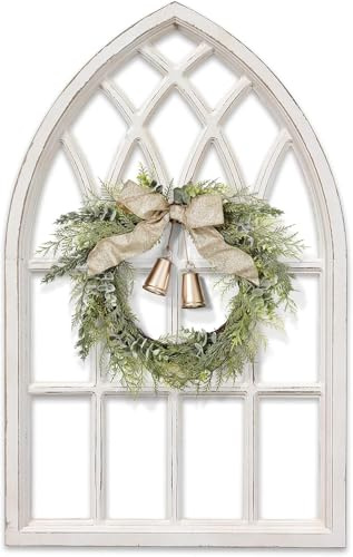 Sintosin Cornice per Finestra ad arco Rustico 50 x 80 cm, Decorazione Murale Appesa al Vetro di Una Finestra Bianca e Affilata, Fattoria Cornice Finestra Decorazione