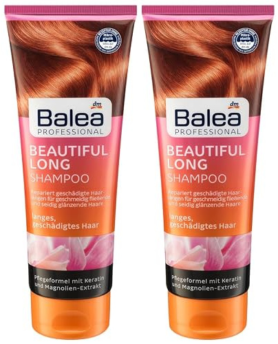 Balea 2er-Set Professional Beautiful Long Shampoo reinigt sanft & stärkt längeres, beanspruchtes Haar, glättet Haaroberfläche, Geschmeidigkeit & Widerstandsfähigkeit ohne Silikone, 2 x 250 ml (500 ml)