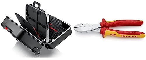 KNIPEX 00 21 41 LE Werkzeugkoffer “BIG Twin Move“ Werkzeug-Trolley | Rollkoffer leer & Kraft-Seitenschneider verchromt, isoliert mit Mehrkomponenten-Hüllen, VDE-geprüft 200 mm 74 06 200