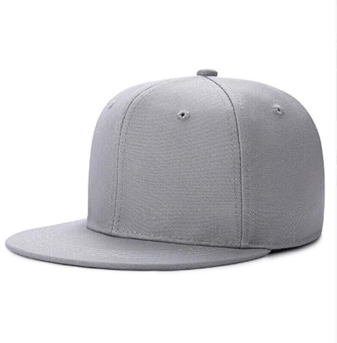 Boolavard Classic Snapback Hat Cap Hip Hop Style Flat Bill Blank Solid Color Adjustable Size (Grey)