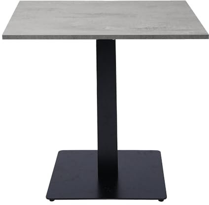 Liberoshopping Tavolo da bar quadrato con base centrale in metallo e piano laminato resistente – ideale per locali, ristoranti, pub, uso interno o esterni coperti (Gamba Antracite, Cemento, 80x80)
