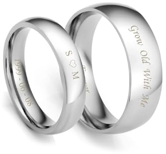 Zysta Anelli Coppia Incisione Personalizzata Nomi Iniziali per Lui e Lei Fedina Fidanzamento Anelli Personalizzabili Inciso in Acciaio Inox Anelli a Fascia Matrimonio per Lui e Lei Fidanzati (Blank)