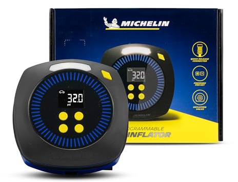 MICHELIN Digital Micro Programmable 12V Car Tyre Inflator Air Compressor - Portable Air Pump and Digital Tyre Pressure Gauge for Glovebox - Car Accessories