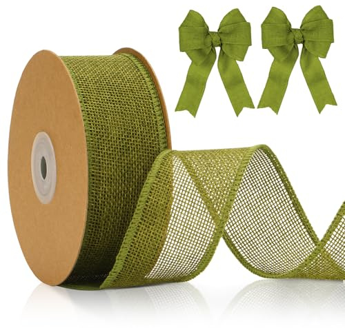 jijAcraft 4cm Juteband mit Draht Salbeigrün: Geschenkband für Schleifen 10M Schleifenband zum Basteln Jute Dekoband für Kranz Geschenk