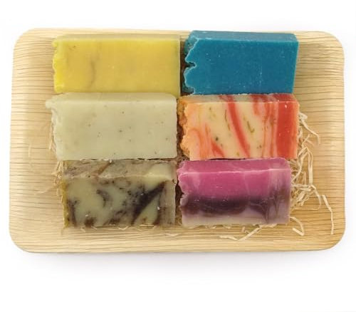 Set jabones surtidos de aceite de oliva para todo tipo de piel - Bandeja de 6 jabones artesanos elaborados con ingredientes naturales. Regalo original