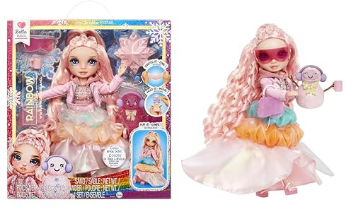 Rainbow High Winter Wonderland Bella – Pinke 27,9 cm große Modepuppe mit magischem Schnee, versteckt in Mode, der Sich mit Wasser aufbläst, und Schneemann-Set, tolles Geschenk für Kinder von 4–12