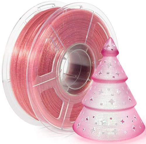 iSANMATE Transparent Glitzer PLA Filament 1,75mm, Klarer Glitzer PLA Filament, Mehrfarbiges 3D Drucker Filament PLA 1KG/2.2lb Spule, Clear Filament