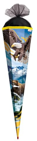 ROTH Schultüte groß Seeadler 85 cm - eckig Rot(h)-Spitze Tüllverschluss - Zuckertüte Seeadler Schulanfang