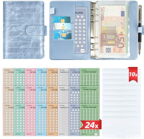 2024 Spara pengar Challenge bok med 8 sparchallenges (set med 24) – Budget Planner Deutsch Challenges – Spar Challenge för budgetplanerare – finansplanerare hushållsbok – Cash Stuffing – Budget Binder