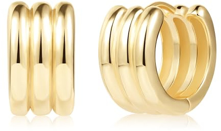 ALEXCRAFT Vergoldet Breit Ohrringe Chunky Gold Rund Kleine Huggie Creolen