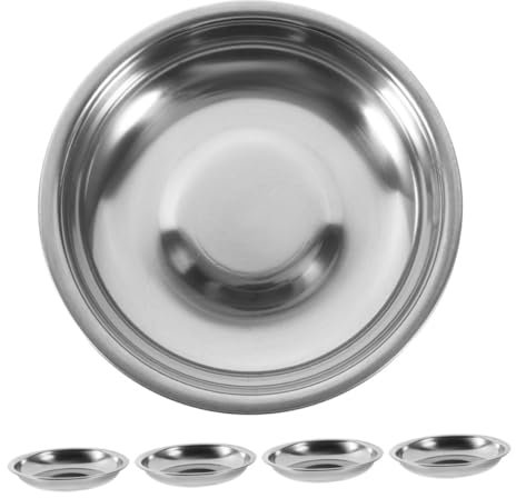 CIYODO 5stücke Edelstahl Soßenschale Runde Schalen Für Dip Gericht Snack Teller Für Lebensmittel Soße Gewürzteller Party Tablett Vorspeise