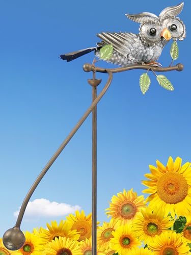 POMMERNTRAUM ® | Windspiel Gartenpendel Gartenstecker Gartendekoration Unruhe Gartenwippe Garten Kunst (Miss Eule)