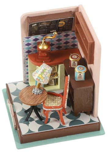 PHENOFICE DIY-Miniatur-puppenhaus Holz Montagehaus Hüttenmodell Unfertig Kleinhüttenmodell Ausstellungsmodell Spielzeug Decor