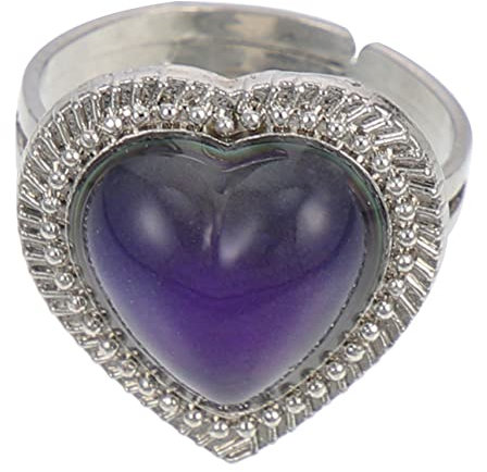 SOIMISS Verstellbarer Farbwechselring Mit Herz-gemstone Für Damen Kreativer Temperaturring Für Stimmungsabhängige Schmuckstücke Geschenkidee