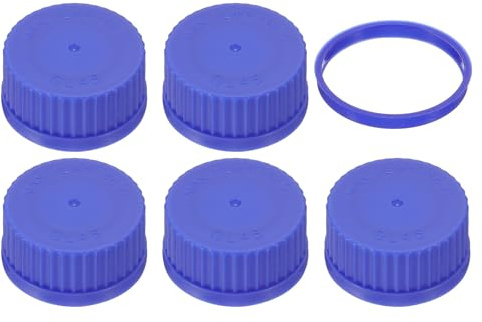 PATIKIL 5 Pcs GL45 Screw Caps, 45mm Polypropylene Cover Seal Screw Cap Thread Media Bottles for GL45 Media Bottles Glass, Blue