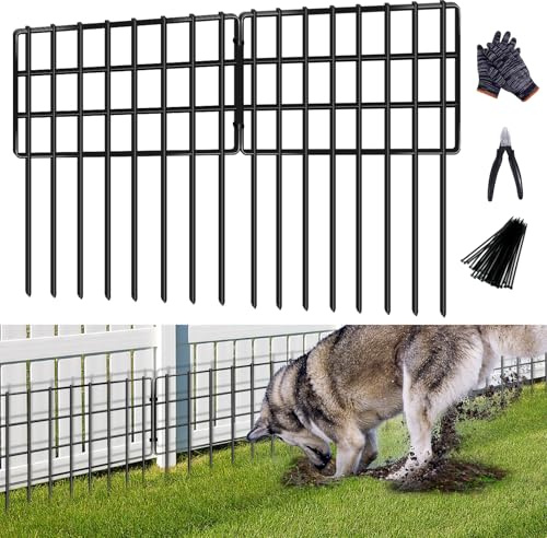 Lot de 25 clôtures de barrière pour animaux, 3,2 cm d'écart sans creuser, clôture de jardin pour chien et lapin, 43,2 cm (H) x 8,2 m (L) métaux antirouille pour jardin, terrasse, cour, aménagement