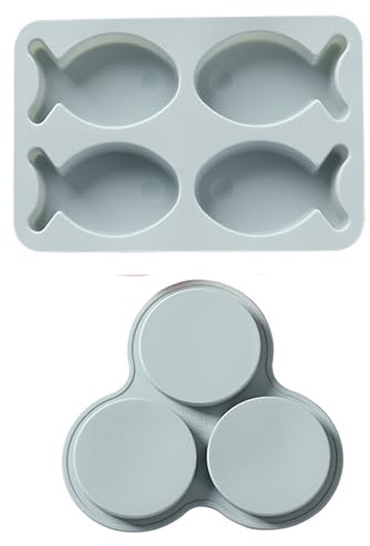 2 stycken silikonbakformar, cirkulär bakform, liten fisk, silikonform, choklad, bakform, cirkulär chokladform, silikon, mini, bakformar, kakform för bakning, ostkaka, mousse
