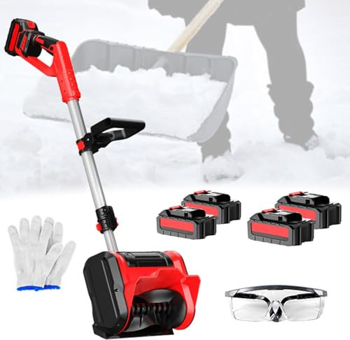 Quitanieves eléctrico para entrada de vehículos, pala quitanieves inalámbrica con batería de 4×4500 mAh y cargador, camino de limpieza de 11,8 x 3,9, distancia de lanzamiento de 26',Red