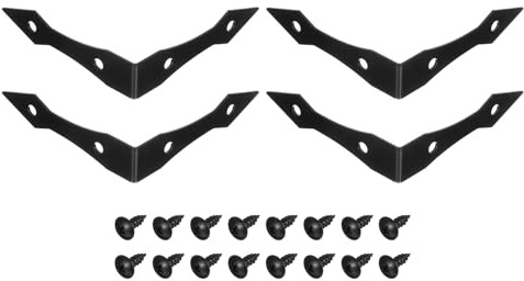 sourcing map Dekorative Eckwinkel, 9,9 x 9,9 x 2,3 cm, Metall-Eckschutz, rechtwinklige Halterung mit Schraube für Möbel, Holzkisten, Schwarz, 4 Stück