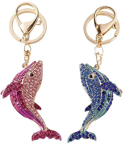 CHILDWEET 2stücke Delphin Schlüsselanhänger Strass Cartoon Anhänger Aus Legierung Auto Schlüsselanhänger Metallanhänger Für Taschenhänger Dekorative