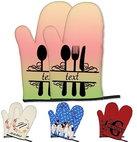 Benutzerdefinierte Ofenhandschuhe mit Namen und Foto personalisiert Hitze und rutschfest Ofenhandschuhe für Küche Kochen Backen und Grillen