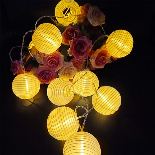 ENLACE Lichterkette Lampion, 1,5M 10 LED Lampions Lichterkette Innen Außen, Warmweiß Lampions Lichterketten für Hochzeit Garten Terrasse Party Balkon Deko