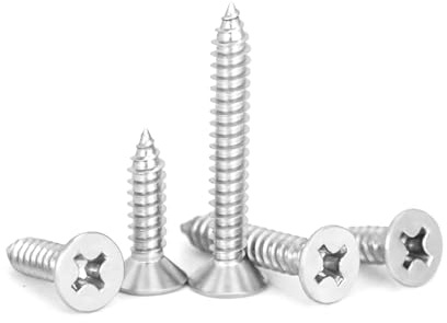 60 Pcs M4 x 50mm 304 Stainless Steel Self-Tapping Screws, Phillips Flat Head Corrosion Resistant Multi-Purpose Screws for Wood, Drywall, Furniture & DIY Projects