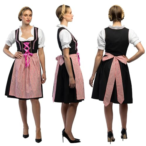 Boland – Kostym, bayerin, kostym-set med Dirndl, blus och förkläde, karnevaldräkter damer för karneval och ölfest