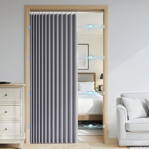 DSSHENGDS Tenda da Doccia a Fisarmonica Pieghevole Magnetica Anti-Spruzzi, Tenda divisoria per casa, Hotel, Bagno-Gray- 220x200cm