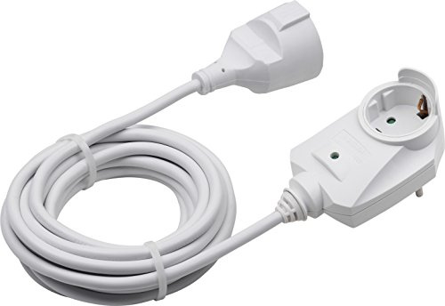 Meister Kunststoff-Verlängerungskabel mit Zusatzstecker 3 m – Schuko-Kupplung – für innen (IP20) – Überspannungs- und Kontaktschutz – weiß | für innen (IP20) – Schuko-Kupplung – Überspannungs- und Kontaktschutz – Praktische Stromverlängerung