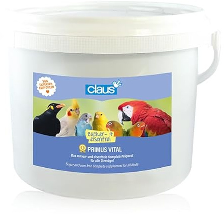 Claus Primus VITAL | 1,5 kg | Ergänzungsfuttermittel für Ziervögel | Breites Spektrum an Mineralien, Spurenelementen und 18 Aminosäuren | Mit Allen lebensnotwendigen Vitaminen