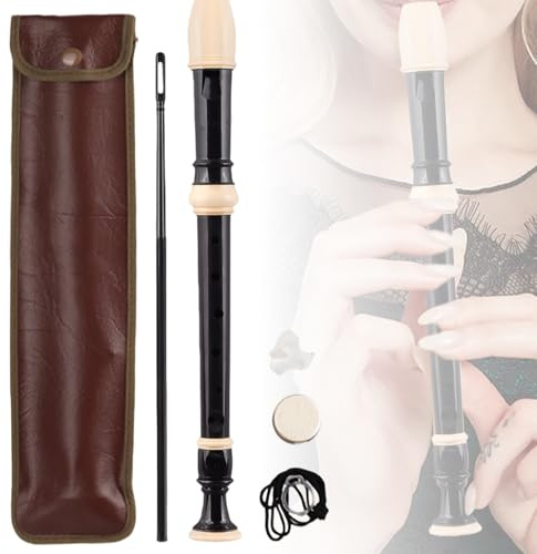 8-Loch Sopranblockflöte in Deutscher Griffweise – Harz Blockflöte Mit Reinigungsstab Grifftabelle Und Leder Aufbewahrungstasche– C-Taste Flöte Ideal Für Anfänger Und Erwachsene
