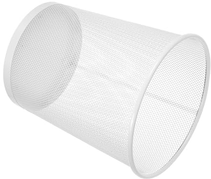 HOODANCOS Poubelle Ronde en Métal Blanc Grande Ouverture, Design en Maille Élégante, Grande Capacité pour Bureau et Usage Domestique