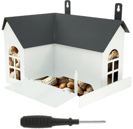 Eichhörnchen Futterhaus Metall 16x18,5x24cm Eichhörnchenhaus Hängend mit Abflusslöchern Langlebig Winddicht Eichhörnchen Haus Außendekoration für Garten Terrasse