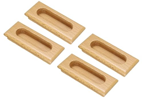 QUARKZMAN 4 Piezas De Manija Empotrada Oculta De Madera 3.46x1.34x0.59 | Diseño Empotrado Tirador Rectangular Pintado, Para Puertas Corredizas De Granero Armarios Y Cajones